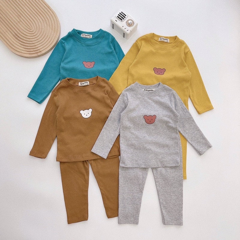 BỘ DÀI TAY IN HÌNH GẤU SIÊU ĐẸP CHO BÉ