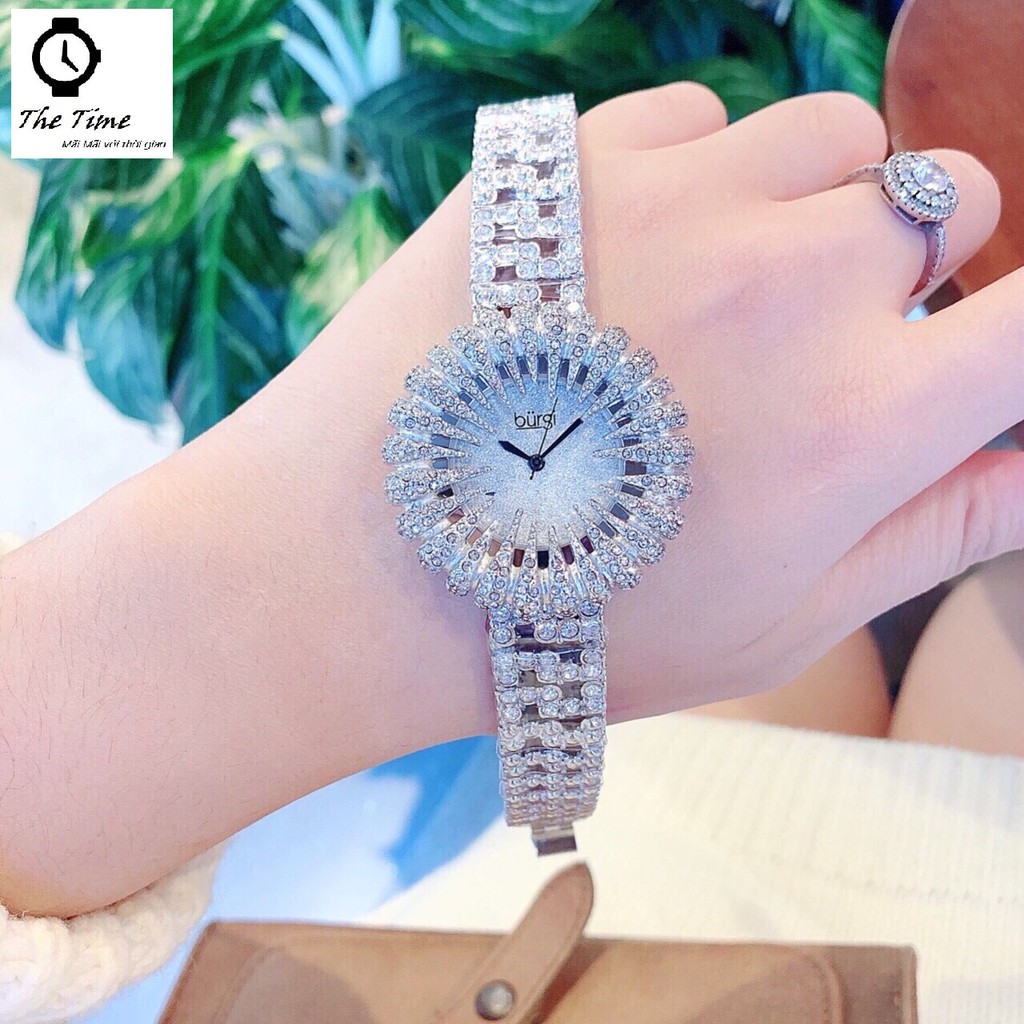 Đồng Hồ Nữ Burgi Crystal Accented Sparkling Dial Women's Watch #BUR054 Case 41mm. 3ATM