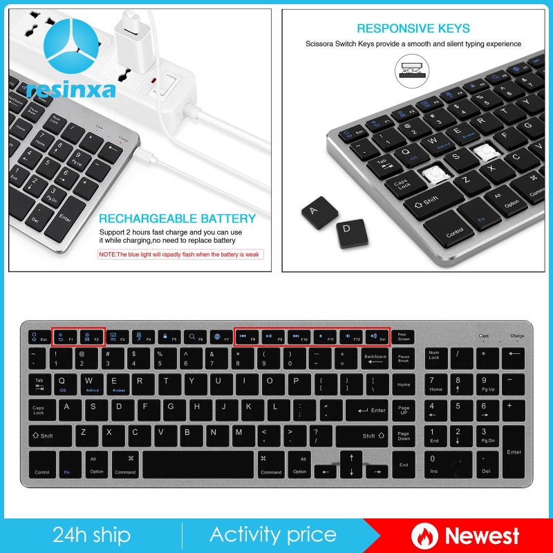 Bàn phím máy tính không dây bluetooth 104 phím dành cho Windows iOS Android Mac OS