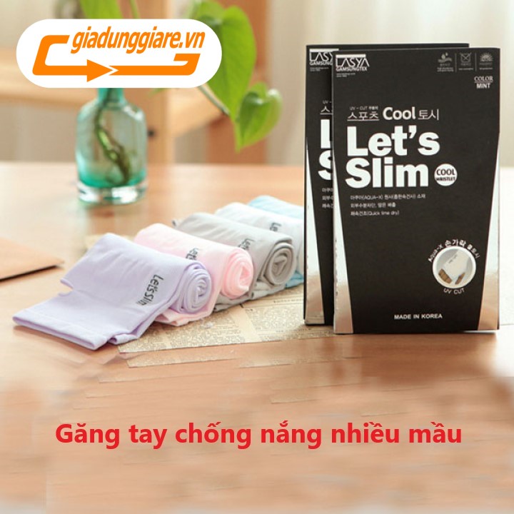 Đôi Găng tay chống nắng xỏ ngón Hàn Quốc Let's Slim Aqua  chống tia UV vải dầy dặn - giadunggiare.vn