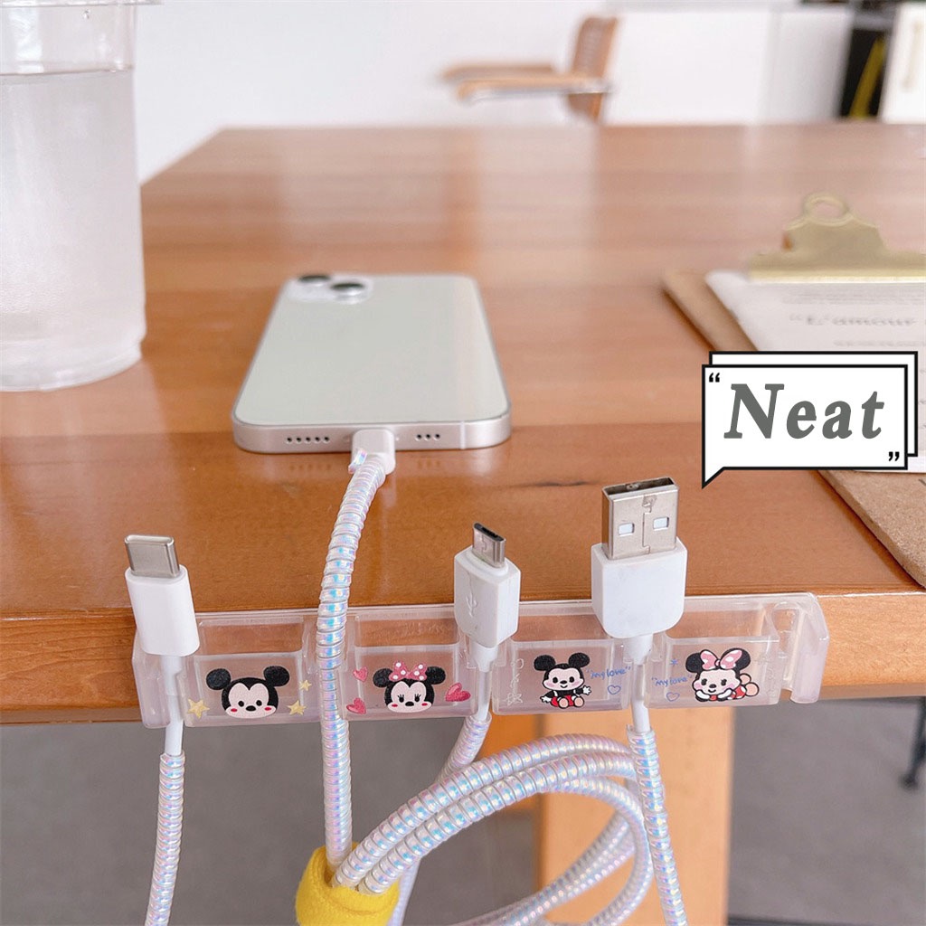 Kẹp Giữ Dây Cáp Sạc Để Bàn 1 Đầu 4 Dây Hình Động Vật Hoạt Hình Đáng Yêu