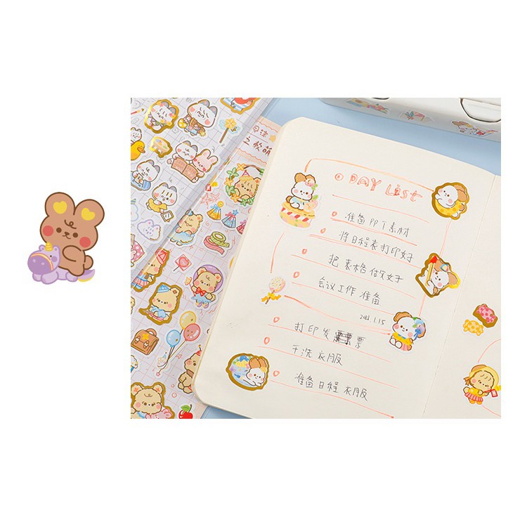 Sticker - nhãn dán hoạt hình hoạt - hình động vật trang trí sổ tay - DIY 9cm x 17cm