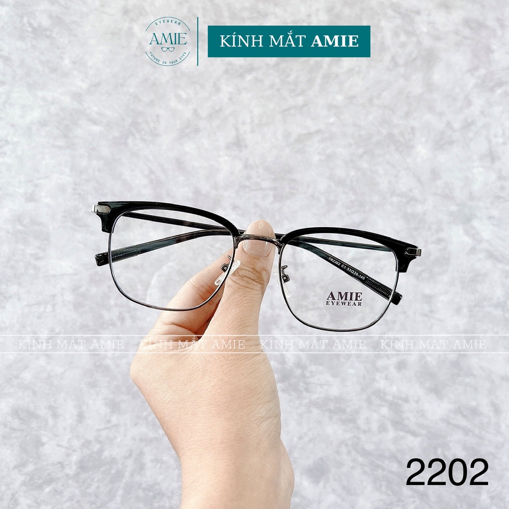 Mắt kính cận vuông AMIE Eyewear gọng kính kim loại nam đơn giản thời trang 2202