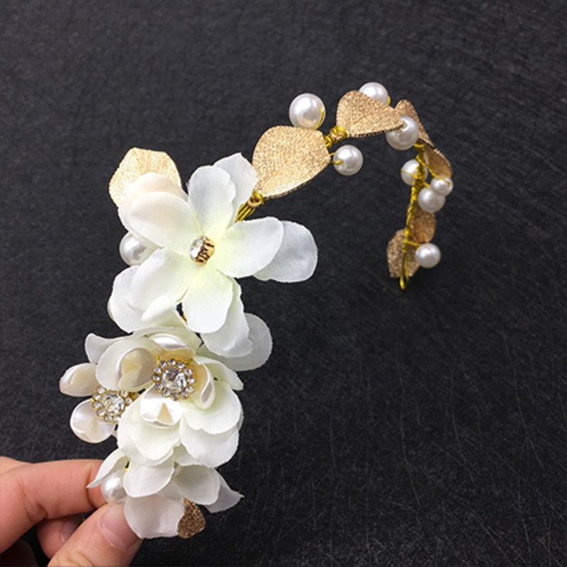 Vòng Hoa Đội Đầu Đính Ngọc Trai Nhân Tạo Xinh Xắn Cho Cô Dâu