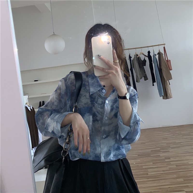 Áo Sơ Mi Tay Dài Dáng Rộng Kiểu Retro Phong Cách Hàn Quốc