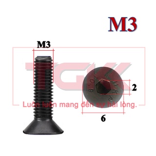 Bulong LGC đầu bằng thép đen M3 (Túi 10)