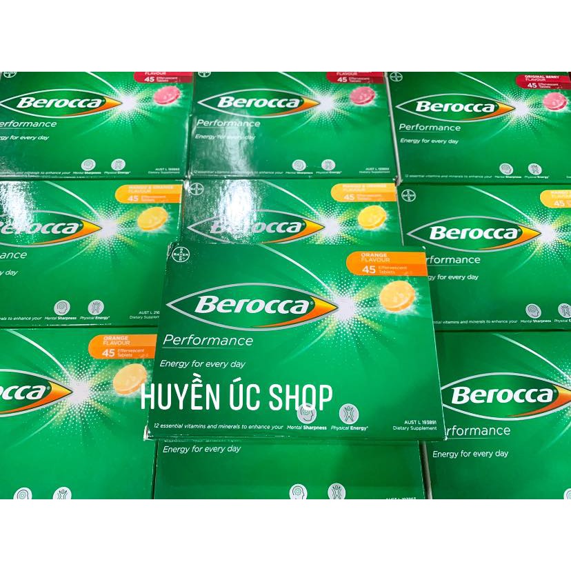 Viên sủi bổ sung Vitamin và khoáng chất Berocca Performance đủ vị [cam, cam xoài, dâu], Hàng Úc nội địa