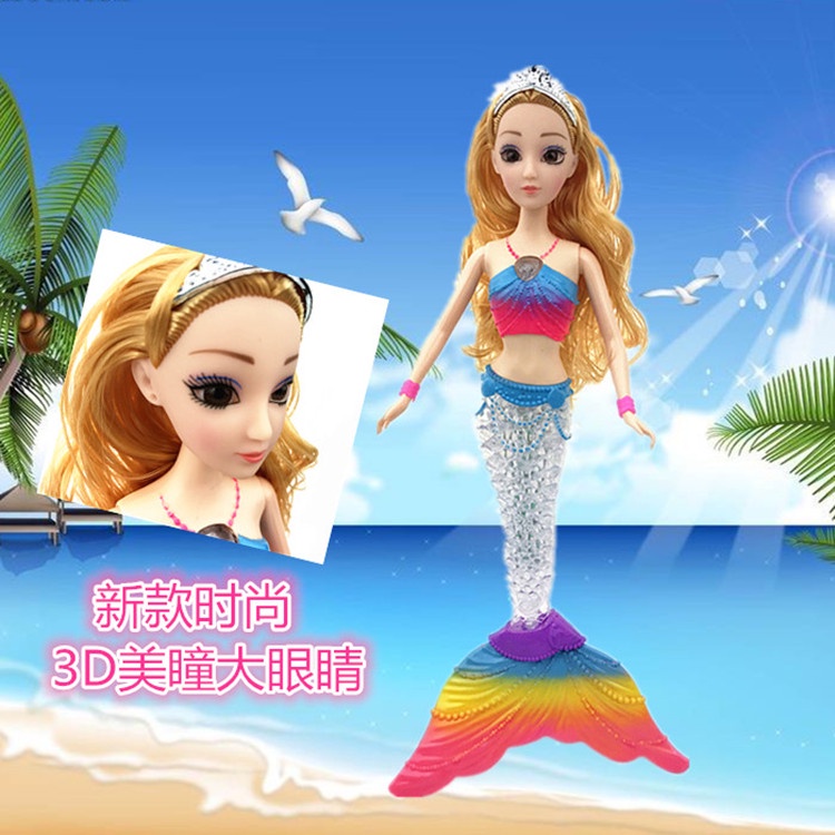 Mắt chớp 4D biết hát Nàng tiên cá Công chúa Barbie búp bê đồ chơi trẻ em quà tặng sinh nhật bé gái