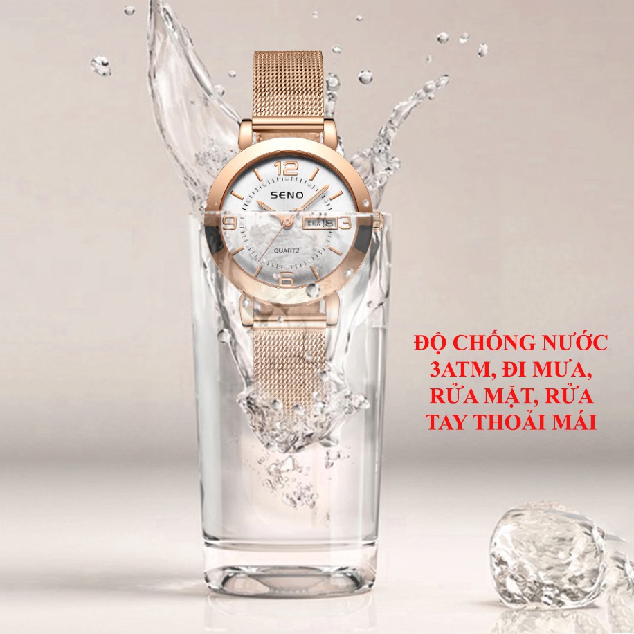 Đồng hồ nữ, chính hãng SENO, dây thép lưới cao cấp, mặt chống trầy xước, chống nước tốt - BẢO HÀNH 12 THÁNG