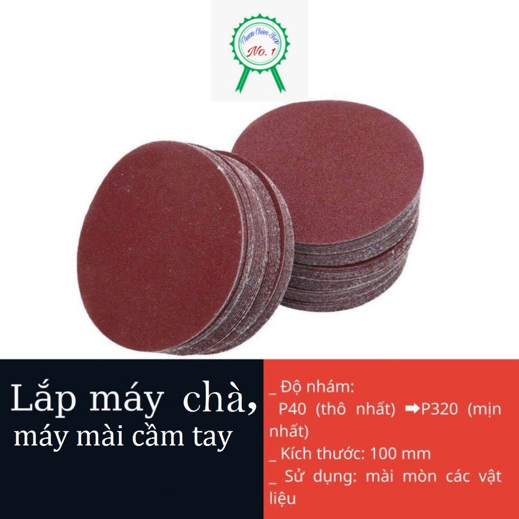 Giấy Nhám Dính, Dán Đế Tròn D = 10 Cm Nhiều Độ Mịn