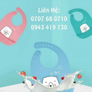 Yếm máng ăn dặm silicon cho bé