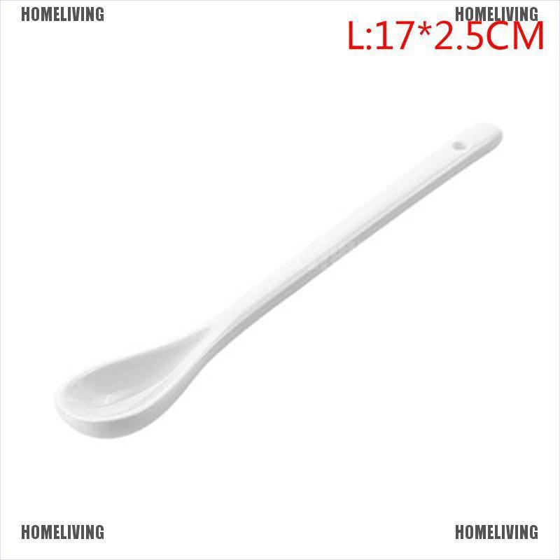 Muỗng Cà Phê / Trà / Tráng Miệng Bằng Sứ Tay Cầm Dài Màu Trắng