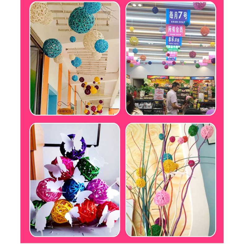 Quả cầu mây size 5cm trang trí màu đỏ