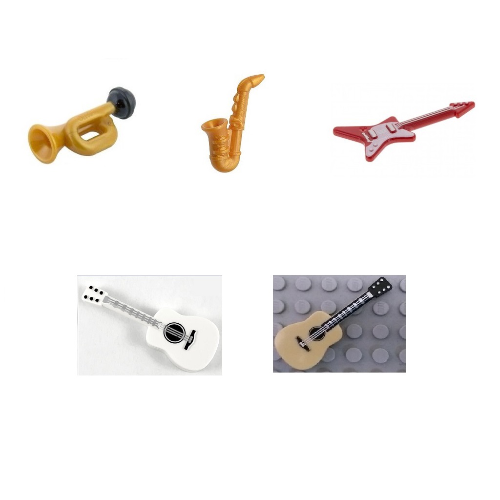Đồ chơi xếp hình Lego Phụ kiện Nhạc cụ Saxophone, Trumpet, Guitar Acoustic