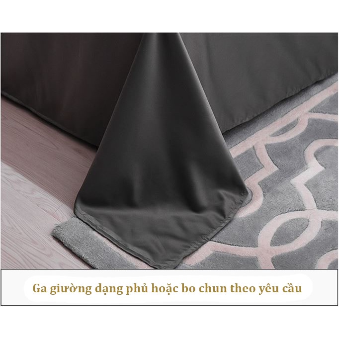 Bộ chăn ga gối phi lụa M2T BEDDING phong cách Hàn Quốc Luxury thêu chữ BeautifulHome sang trọng đủ kích thước và màu sắc