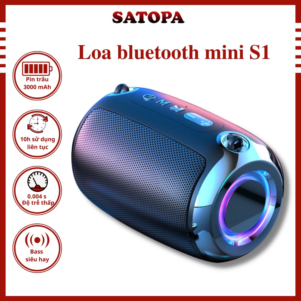 Loa bluetooth mini STP S1 Loa nghe nhạc bluetooth mini có thẻ nhớ USB cổng AUX kết nối laptop tivi máy tính bàn SATOPA
