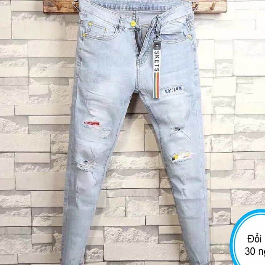 Quần Jean Nam chất bò màu xanh nhạt Muradfashion, Quần Bò nam co giãn mẫu mới hot trend 2021 NT7907