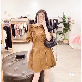 Đầm phối bèo tay lỡ 2 màu (kèm hình thật)