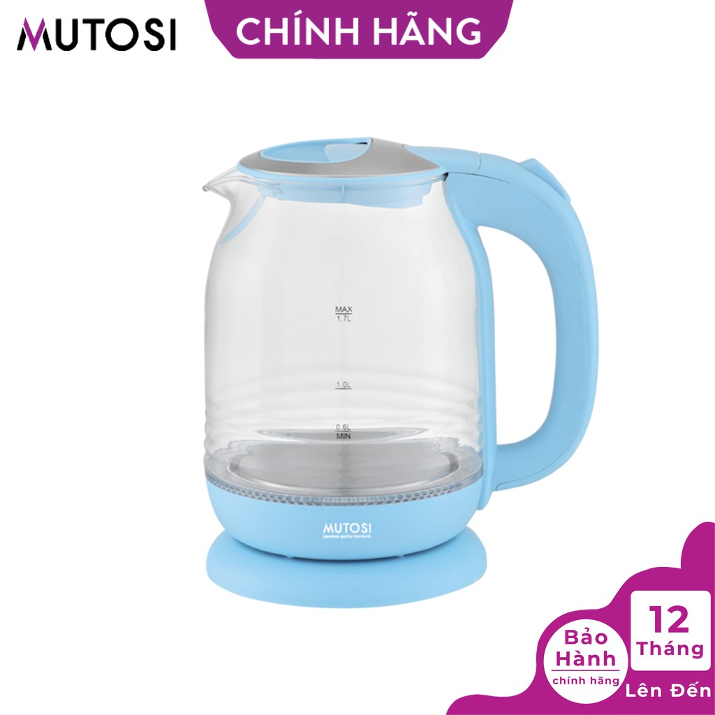 Ấm đun nước siêu tốc thủy tinh 1.7L Mutosi MK-16 màu Xanh