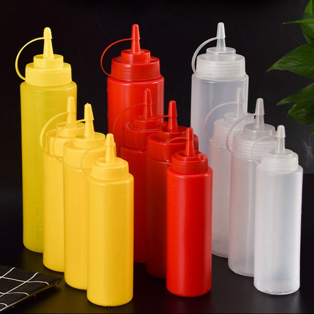 Chai bóp gia vị nước sốt có nắp đậy tùy chọn màu và dung tích