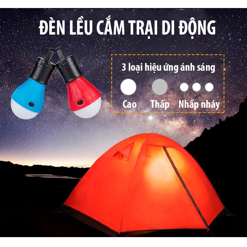 Đèn Treo Lều Cắm Trại Dã Ngoại - Đèn LED 3 bóng treo lều cắm trại 3 chế độ khẩn cấp chống thấm nước