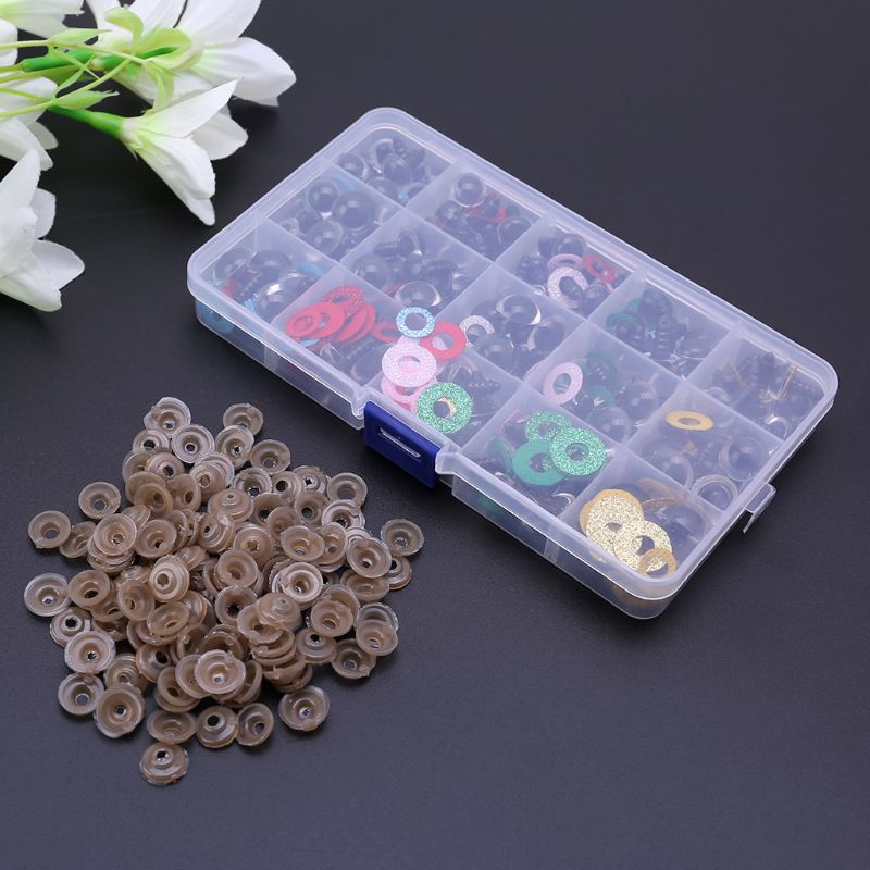 Bộ 150 Mắt Nhựa Tròn Nhỏ 14mm Kèm Vòng Đệm Cho Gấu Bông