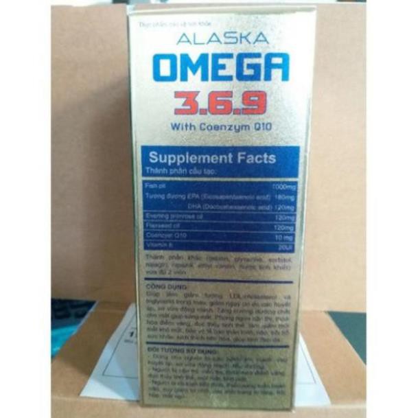 Dầu cá Alaska omega 369 Dùng cho người bị mắc bệnh tim mạch, cao huyết áp, xơ vữa động mạch 100 viên