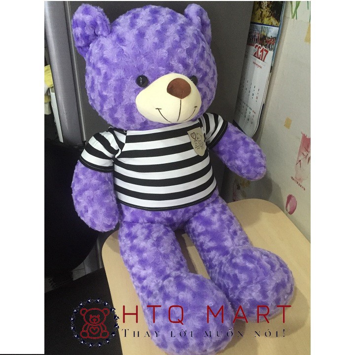 GẤU BÔNG TEDDY CAO CẤP KHỔ VẢI 1M DÀI 80CM MÀU TÍM CÀ