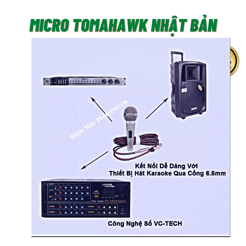 Micro có dây cao cấp TOMAHAWK - hàng nhật bãi - chống hú , hút mic - mới 99%