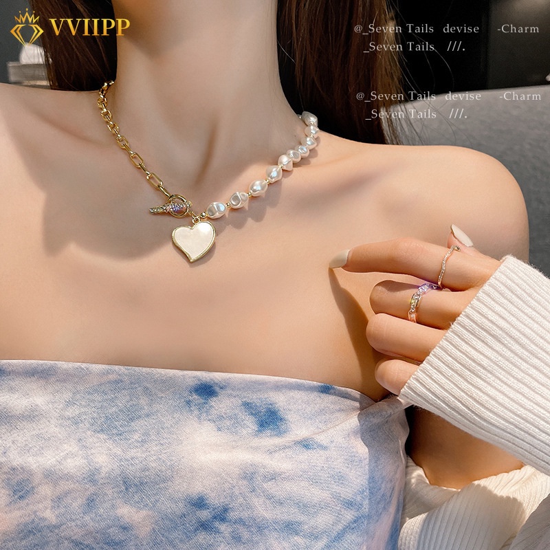 Vòng cổ choker đính ngọc trai phong cách Hàn Quốc