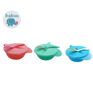 Bát ăn dặm babuu có nắp đậy kèm thìa báo nóng