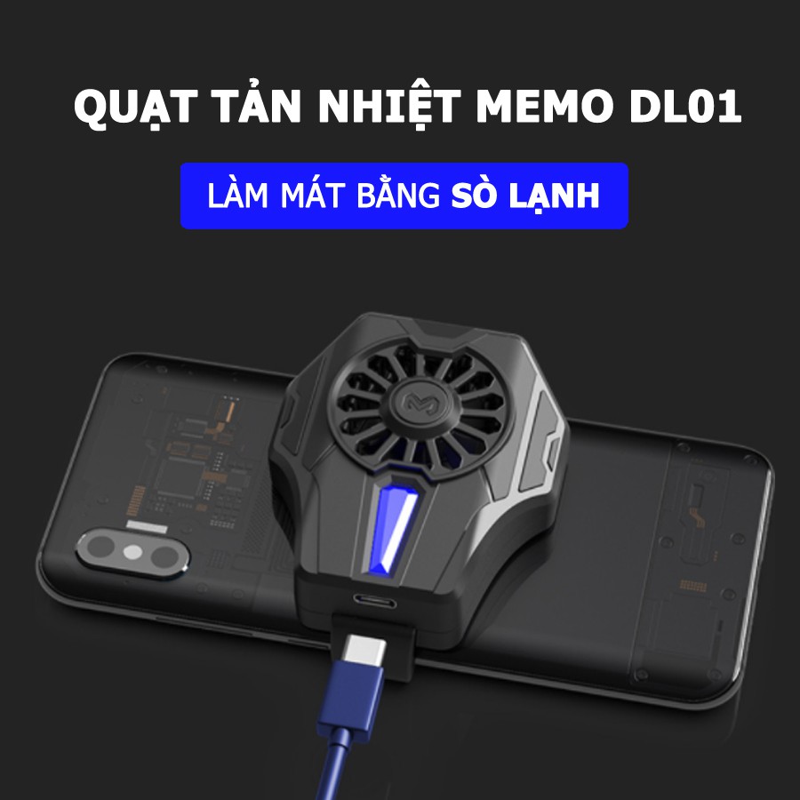 Memo DL01 | Quạt tản nhiệt cho điện thoại, làm mát cực nhanh, chơi game không sợ nóng máy