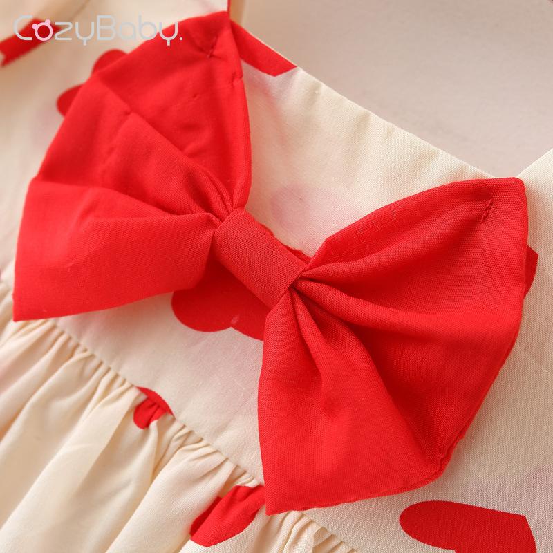 Đầm cho bé gái 1 tuổi Đầm công chúa tay phồng in họa tiết trái tim thời trang mùa hè cho bé gái đầm công chúa cho bé gái