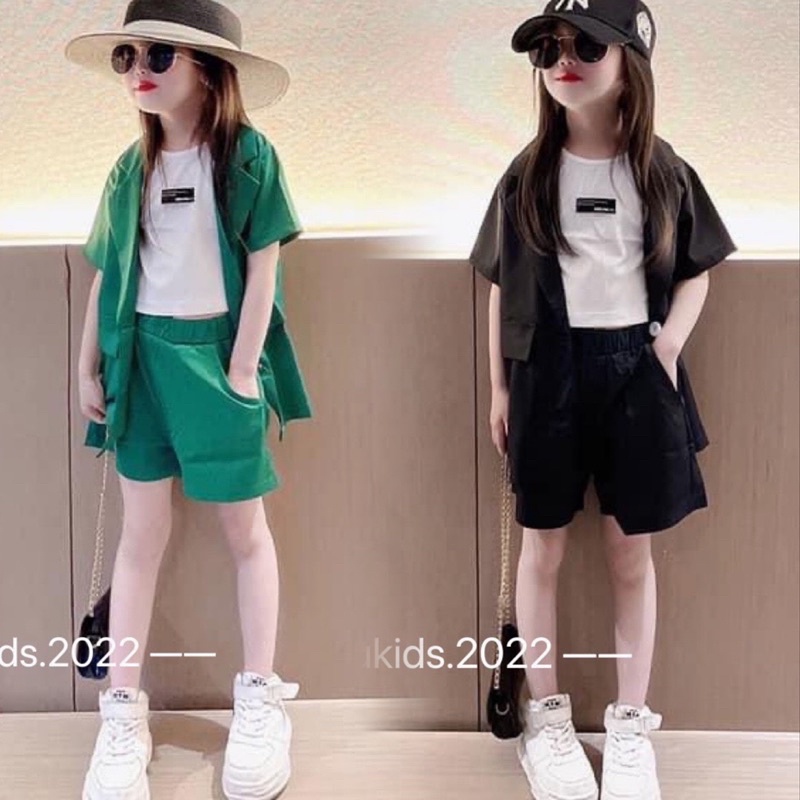 Set vest đũi phong cách Hàn cho bé gái