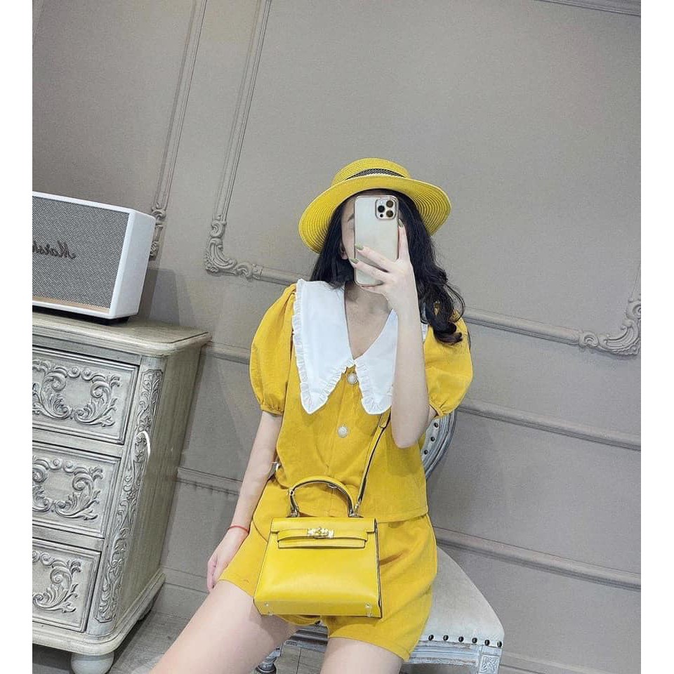 BỘ ĐŨI ĐÙI 2 MÀU CỔ V VIỀN BÈO