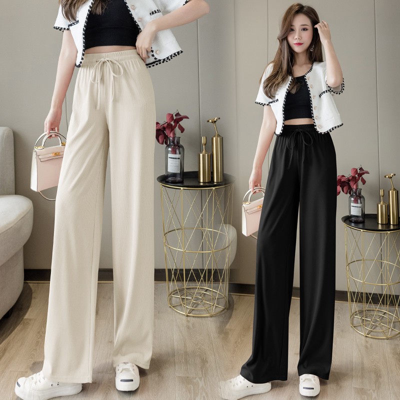Quần ống rộng cạp cao mới cho mùa xuân hè 2021 có chiều dài buông thõng, mỏng và xu hướng quần âu thẳng | BigBuy360 - bigbuy360.vn