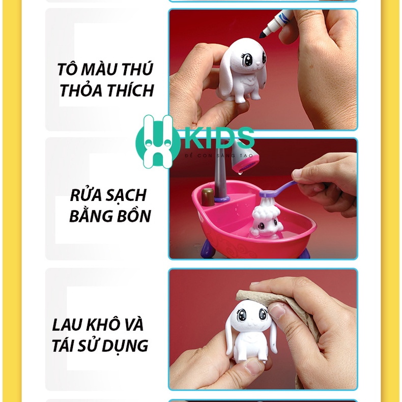 Đồ chơi tô màu con vật có thể rửa sạch và tái sử dụng cực kì thú vị, tô tượng thú cưng sáng tạo cho bé