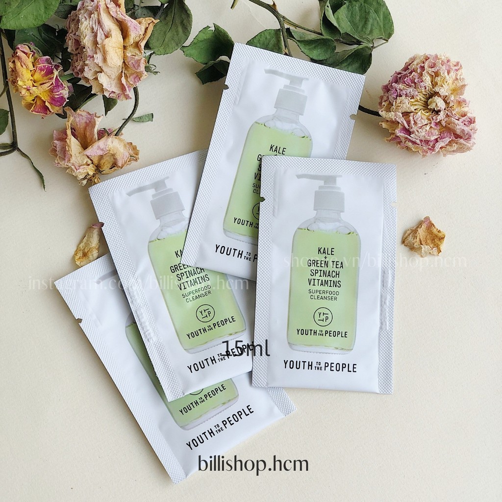 Sample 1.5ML -Sữa Rửa Mặt YOUTH TO THE PEOPLE Kale + Green Tea Spinach Vitamins Superfood Cleanser