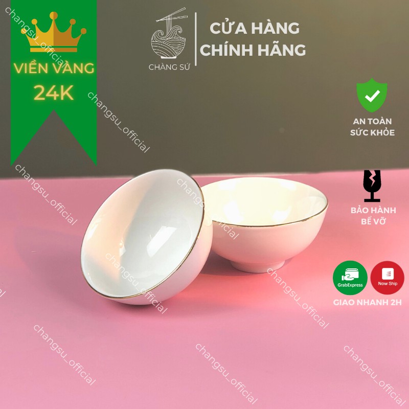 [Mã LIFEHLSALE2 giảm 10% đơn 0Đ] Bát chấm viền vàng thật 12k - Chén đựng gia vị nước chấm sứ Minh Châu đường kính 9cm