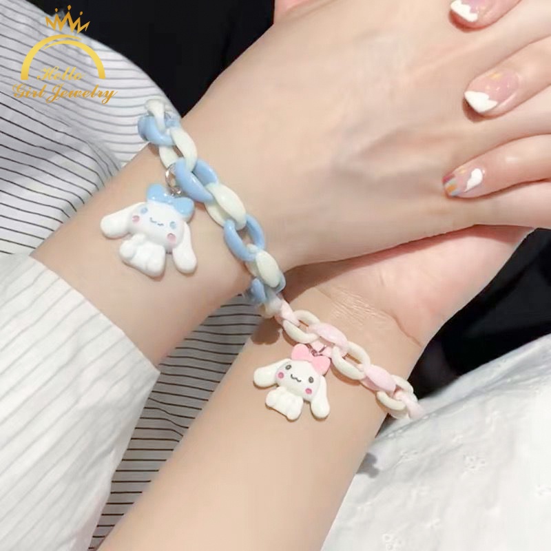Vòng đeo tay Ahellogirl dây xích màu kẹo ngọt kiểu hoạt hình chó yugui Nhật Hàn dễ thương cho cặp đôi