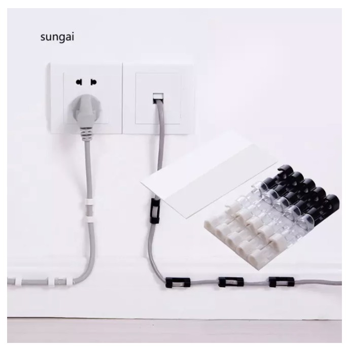 Set 16 kẹp Dây Điện cố định, dùng để Kẹp Giữ Cáp Sạc Nẹp Dây Điện Chống Rối Dán Tường