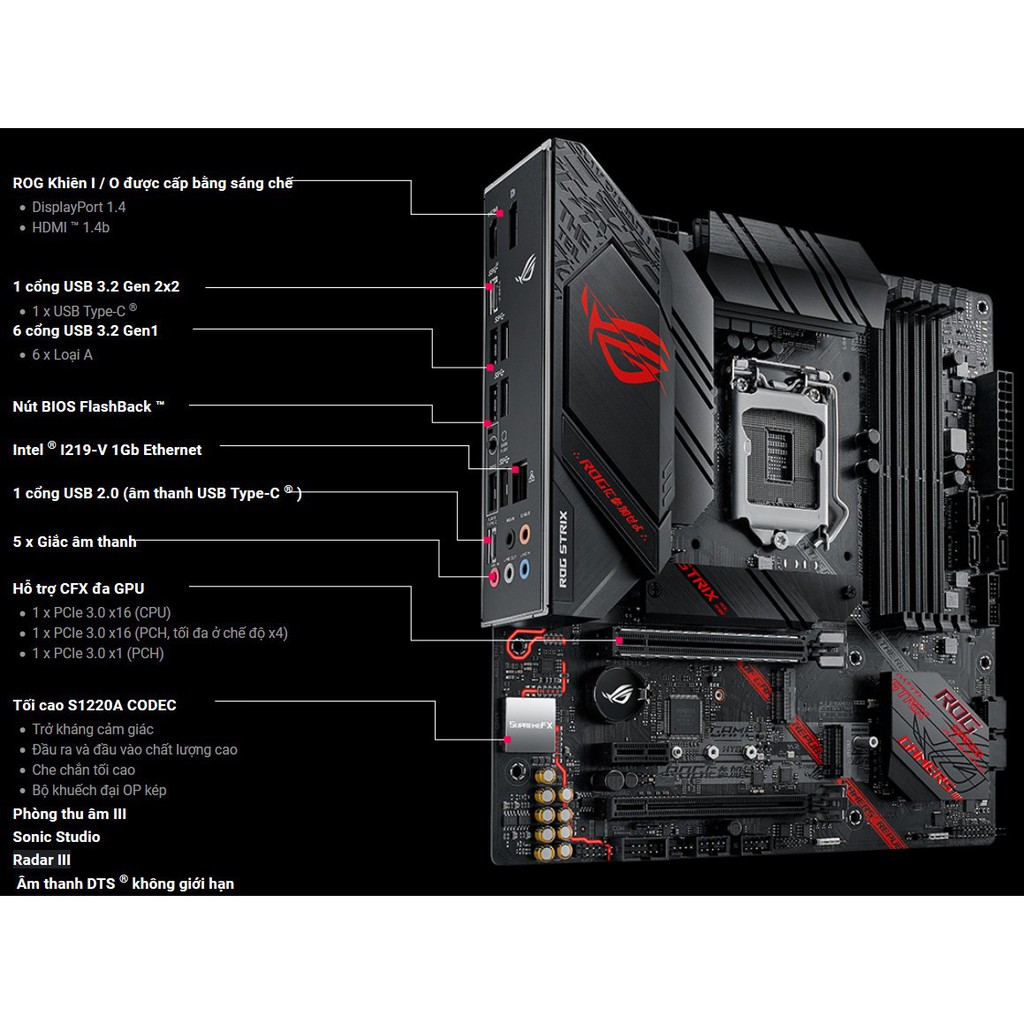 Bo mạch chủ ASUS ROG STRIX B460-G GAMING Bảo hành chính hãng 36 Tháng