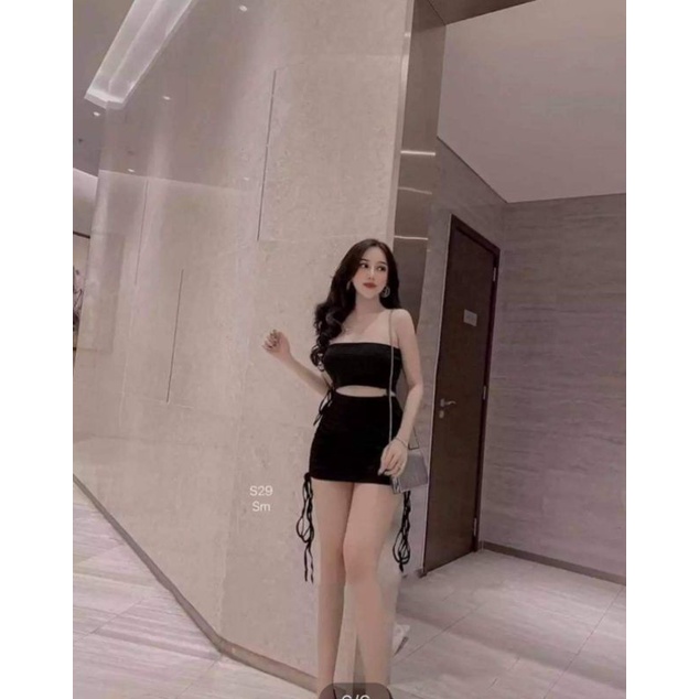 Set chân váy borip rút dây kèm áo ống sexy