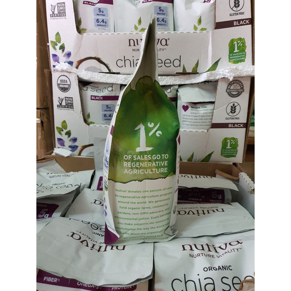 [Mã GROSALEHOT giảm 8% đơn 250K] Hạt Chia đen Nutiva Hữu Cơ - Chia Seed Organic Nutiva 1,36kg ( hàng nội địa Mỹ)