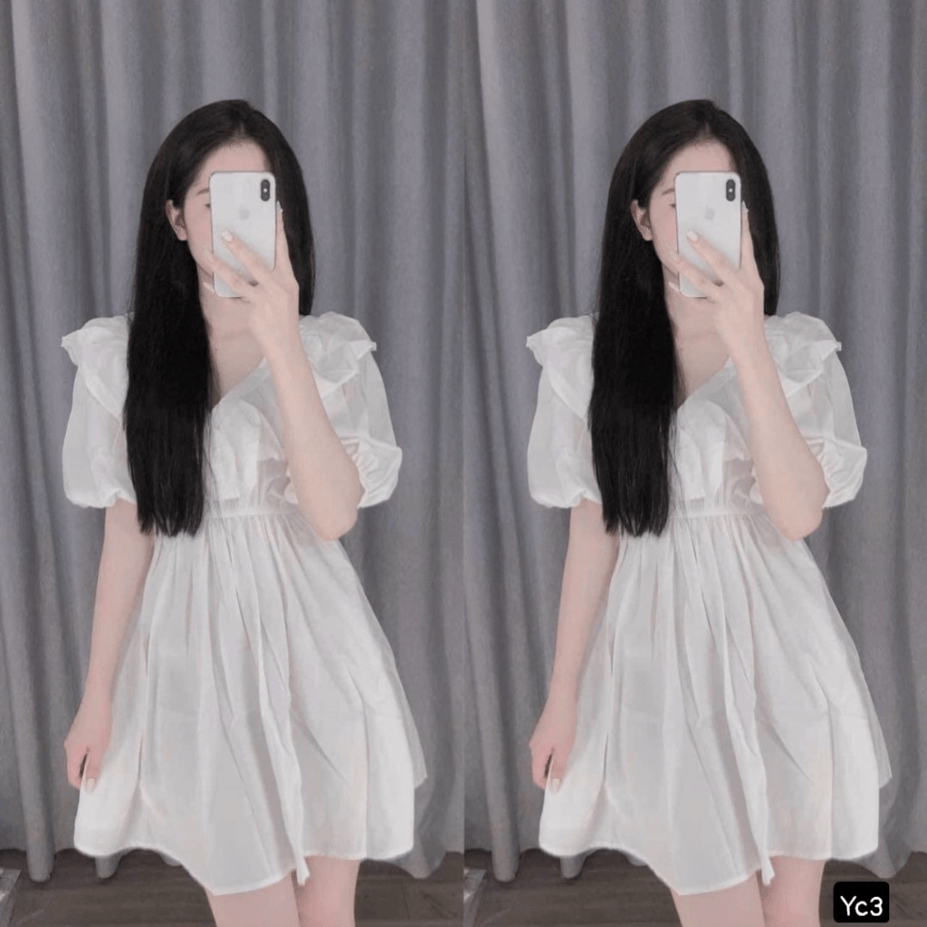 (Free ship) Xả Lỗ Mẫu Mới Ra Kho -- Đầm Đũi Cổ V Hốt Nhanh Kẻo Hết UP VLTN Shop