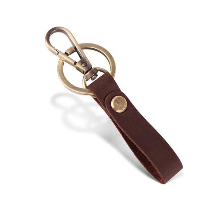 Móc chìa Khoá Da Bò Thật - Handmade 100% - Khoá Đồng _DN5021