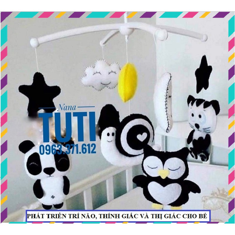 [♂Freeshipxtra♂+TẶNG Khung Chữ Thập] Treo Nôi Đen Trắng - Kích Thích Thị giác Trẻ Sơ Sinh  Bộ Khung Chữ Thập