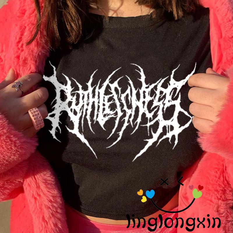 Áo Thun Lửng Tay Ngắn Cổ Tròn In Họa Tiết Hình Học Thời Trang Mùa Hè Cho Nữ Linglongxi2