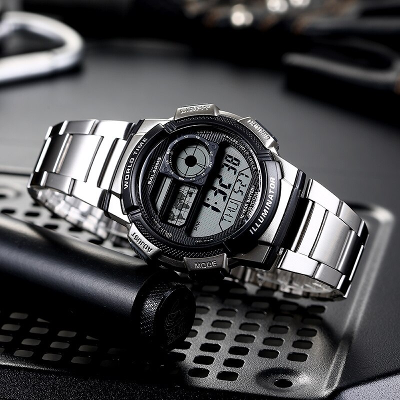Đồng Hồ Nam Casio AE-1000WD-1A, đồng hồ chính hãng, dây kim loại, tuổi thọ pin 10 năm, world time