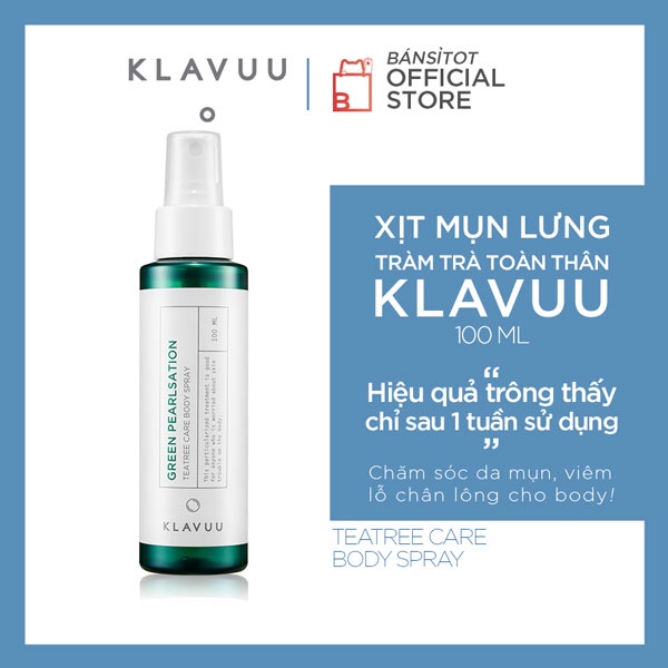 Xịt lưng Klavuu Green Pearlsation teatree care body spray 100ml hương tràm